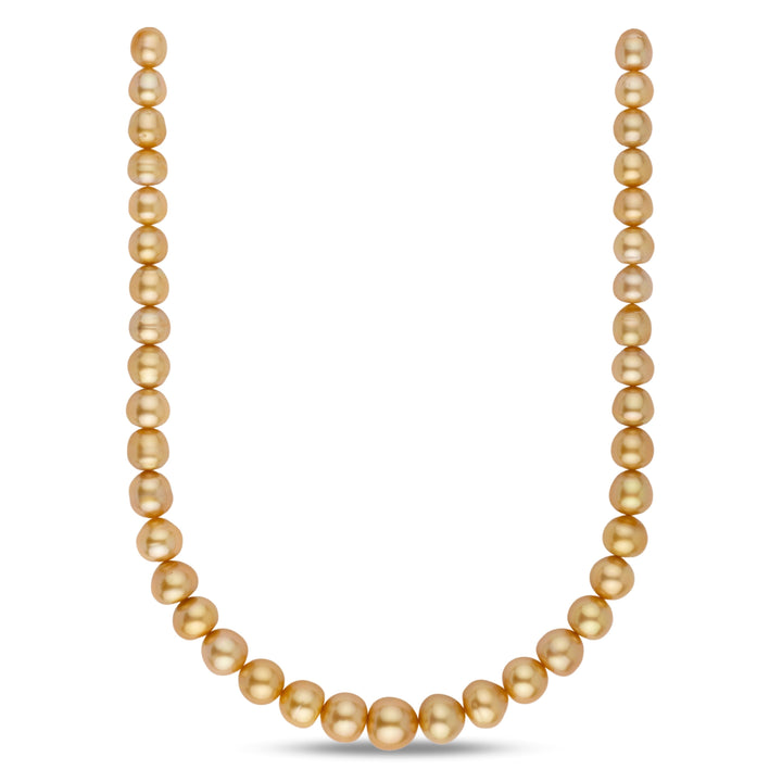 Golden South Sea Pearl Necklace 9.2–13.4 mm | Medium Dark Gold Oval Strand