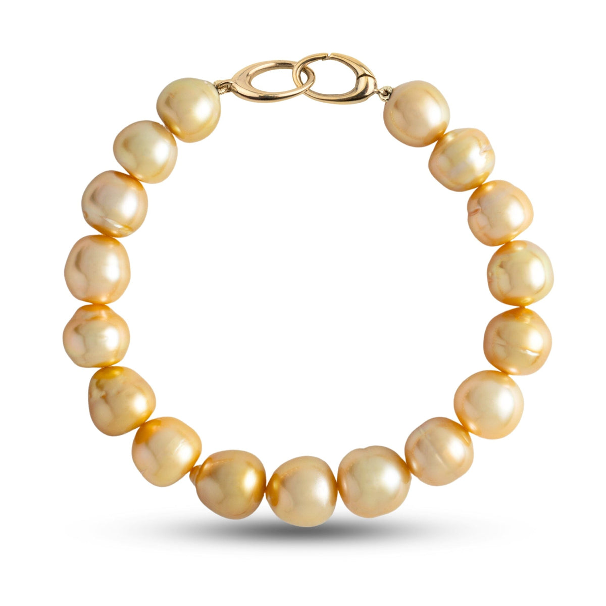 9.5-10.6 mm AA+ Golden South Sea Baroque Pearl Bracelet with a yellow gold orbit clasp