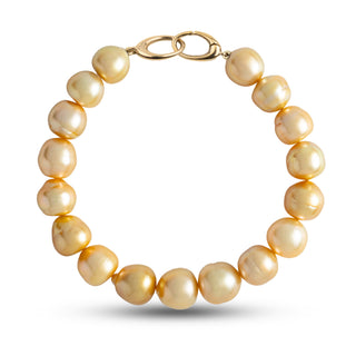 9.5-10.6 mm AA+ Golden South Sea Baroque Pearl Bracelet with a yellow gold orbit clasp