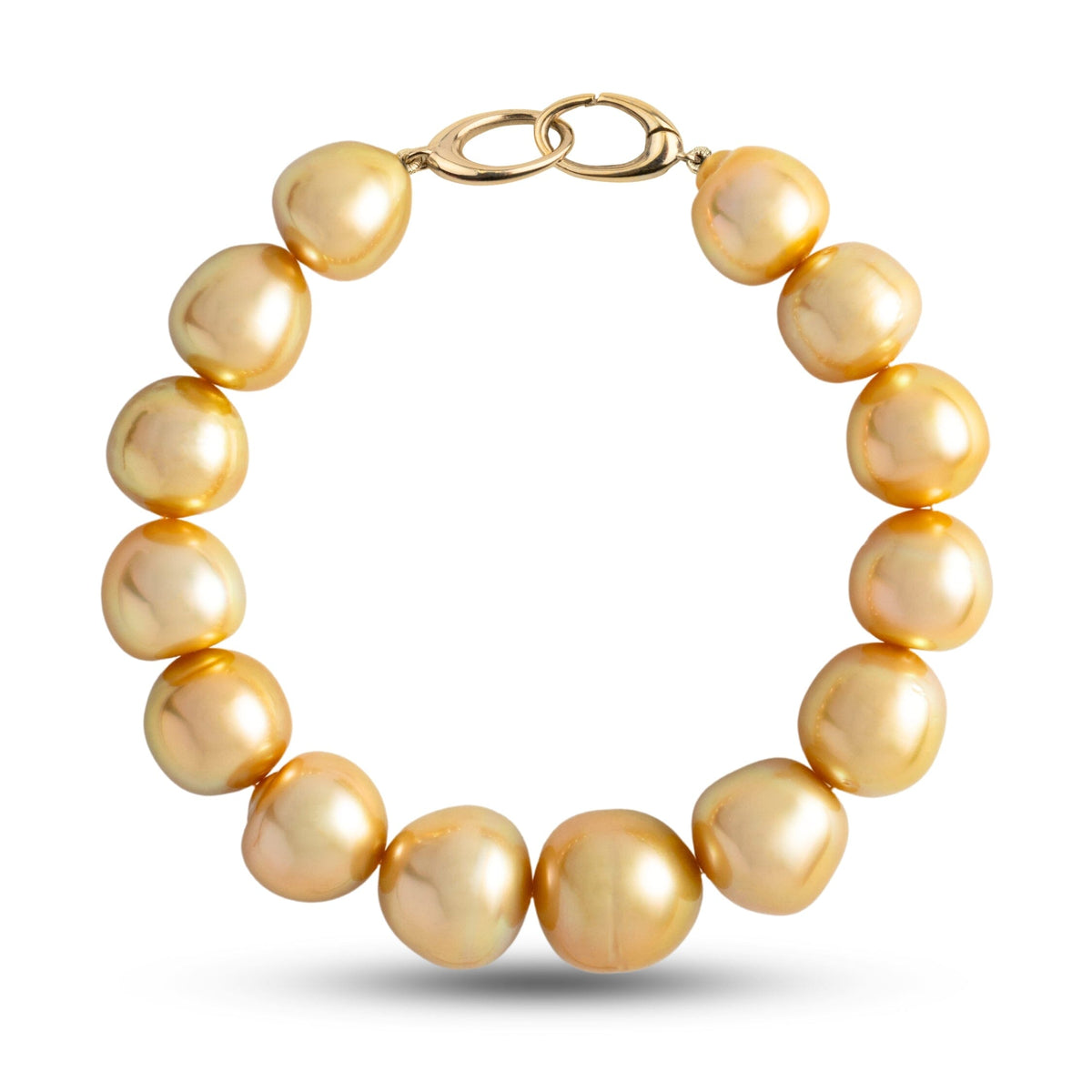 11.0-13.2 mm AA+/AAA Golden South Sea Baroque Pearl Bracelet with a yellow gold orbit clasp