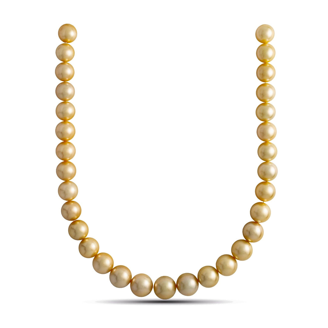 12.1-15.1 mm AAA Round Light Golden South Sea Pearl Necklace