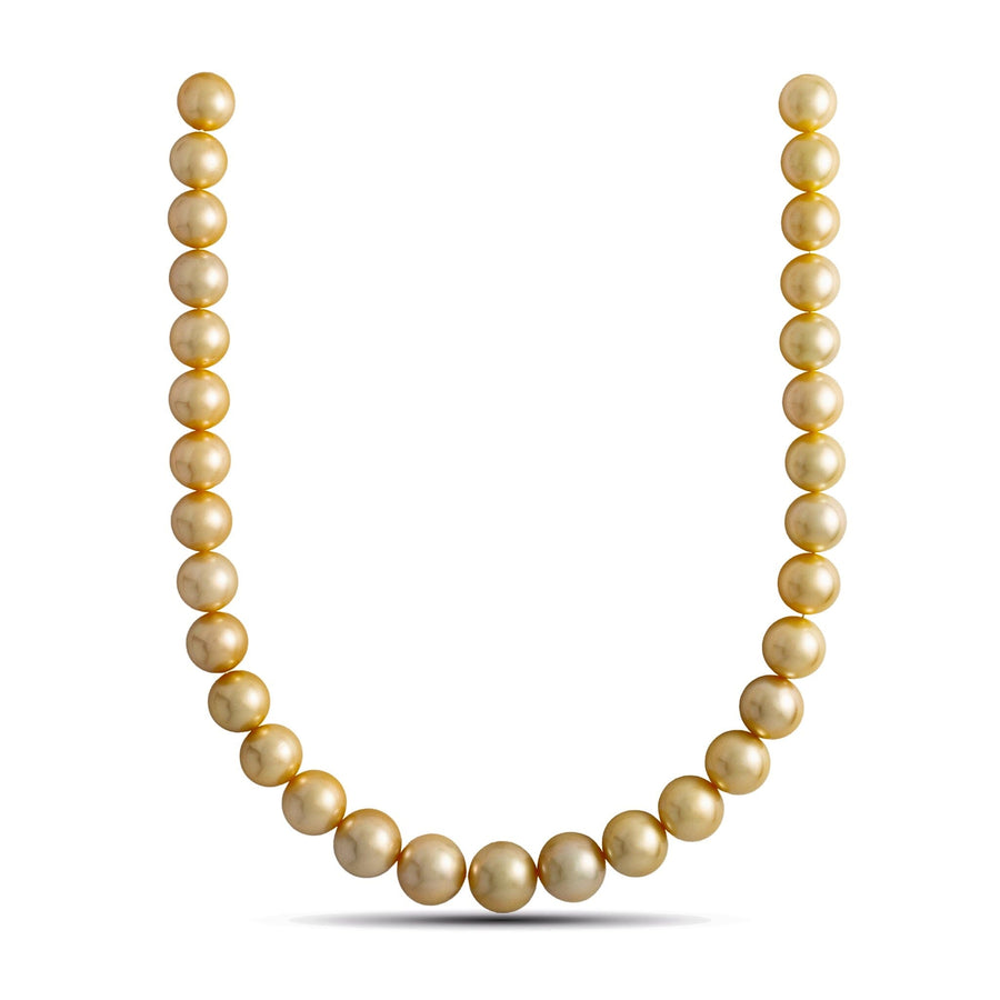 12.1-15.1 mm AAA Round Light Golden South Sea Pearl Necklace