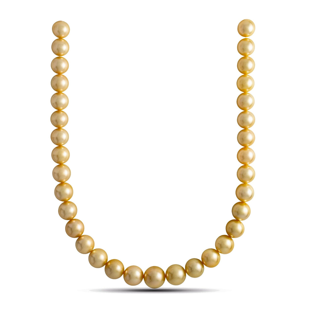 12.0-15.4 mm AAA Round Light Golden South Sea Pearl Necklace