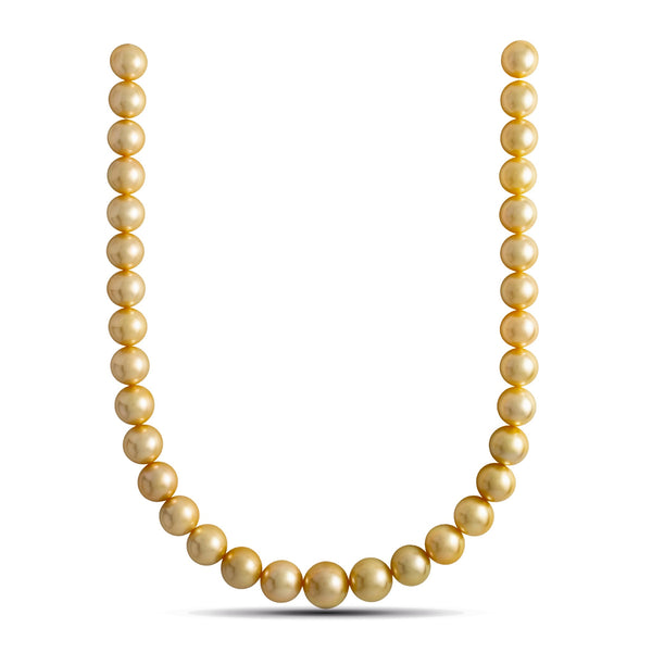 12.0-15.4 mm AAA Round Light Golden South Sea Pearl Necklace