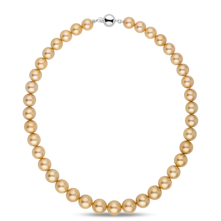 10.2–12.7 mm AA+/AAA Golden South Sea Round Pearl Necklace