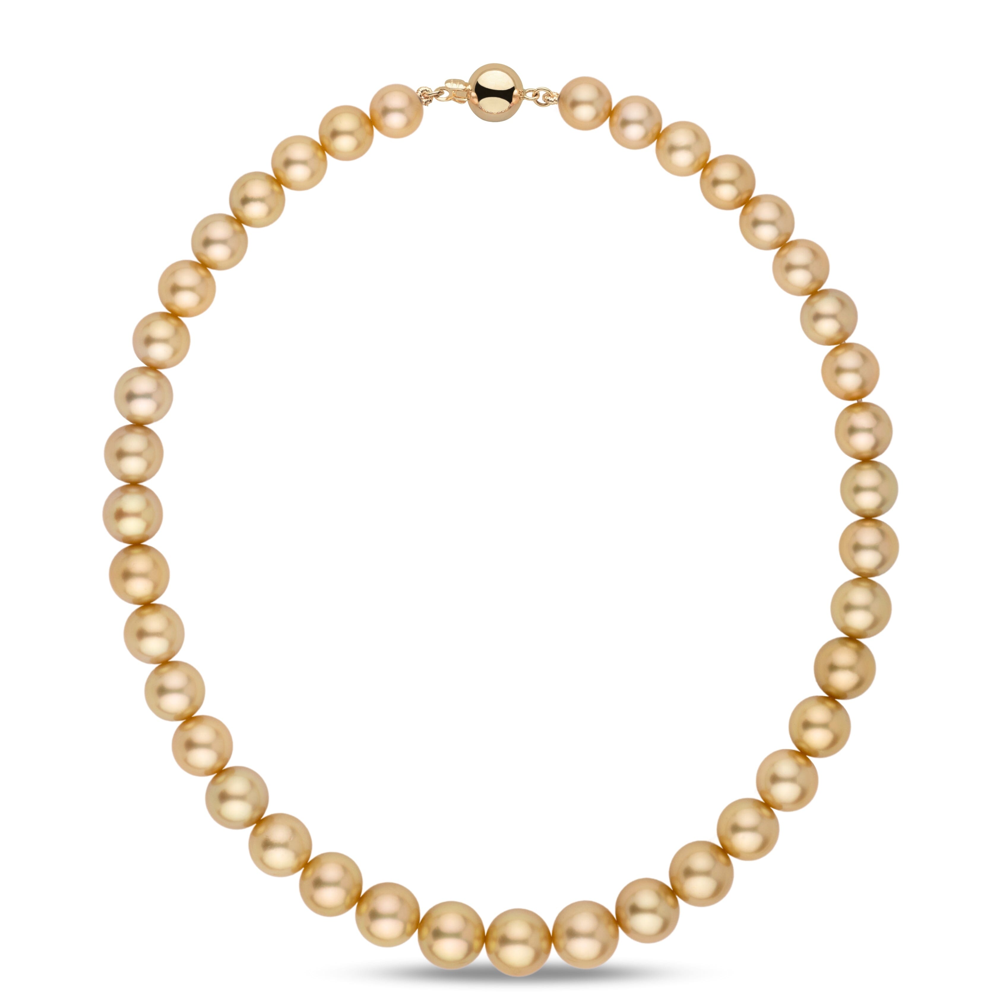 10.2–12.7 mm AA+/AAA Golden South Sea Round Pearl Necklace – Pearl