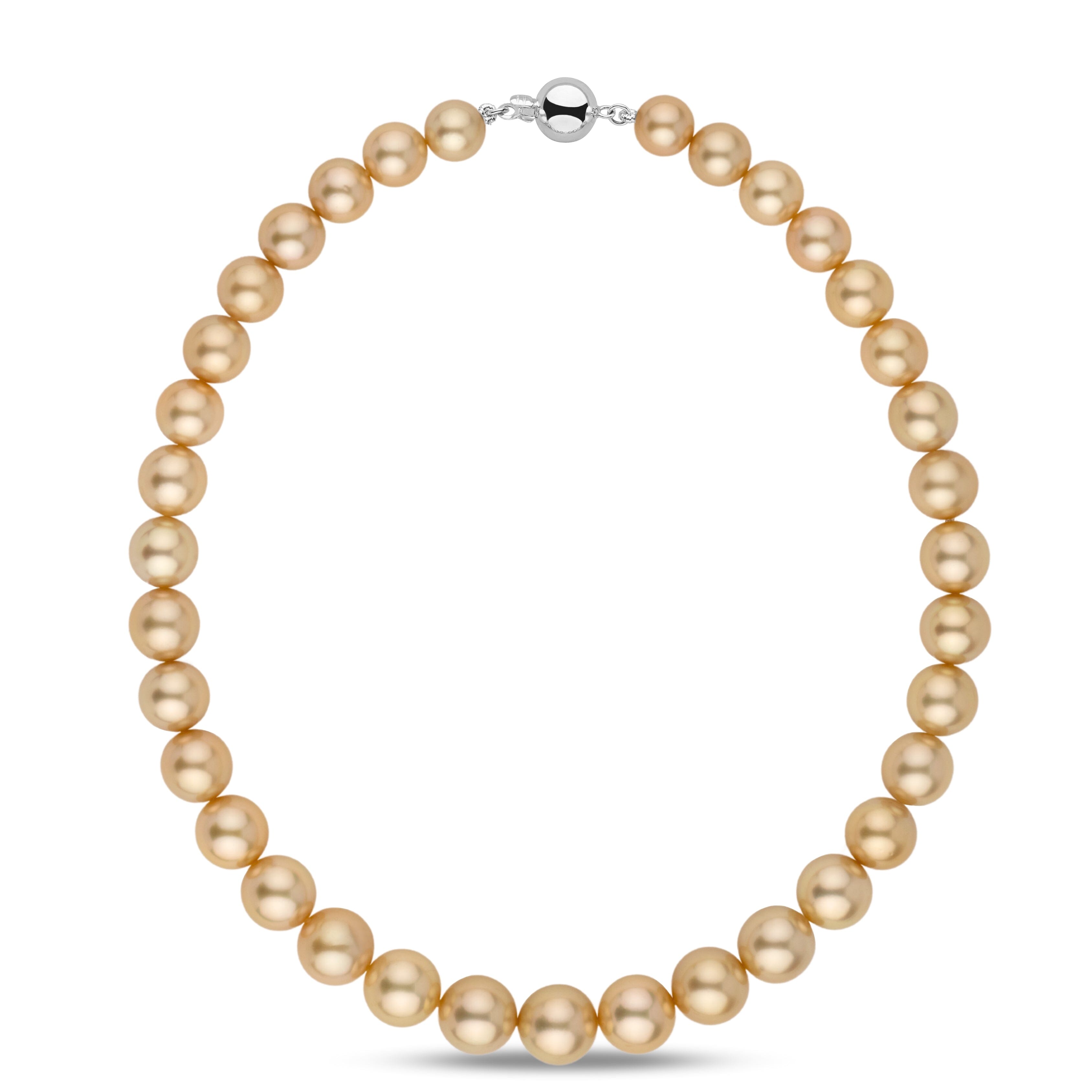 10.0–13.2 mm AA+/AAA Golden South Sea Round Pearl Necklace – Pearl