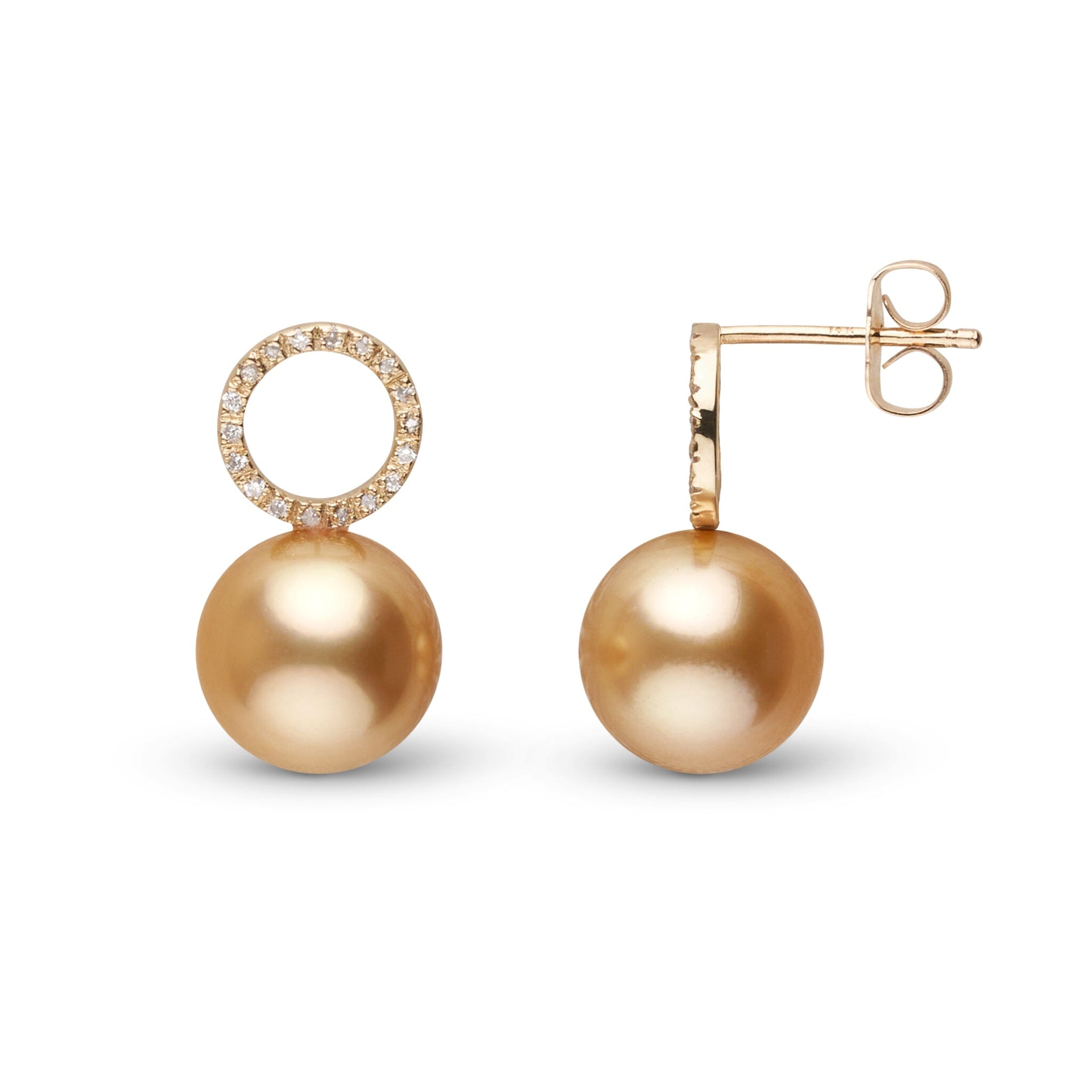 Halo Collection 10.0-11.0 mm Golden South Sea Pearl and Diamond Earrings