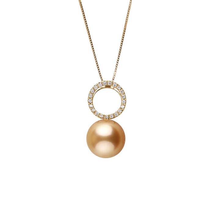 Halo Collection 10.0-11.0 mm Golden South Sea Pearl and Diamond Pendant