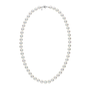 6.5-7.0 mm GIA Hanadama Akoya Pearl Necklace featuring lustrous white akoya pearls strung with a secure clasp, showcasing a classic and elegant pearl strand design.