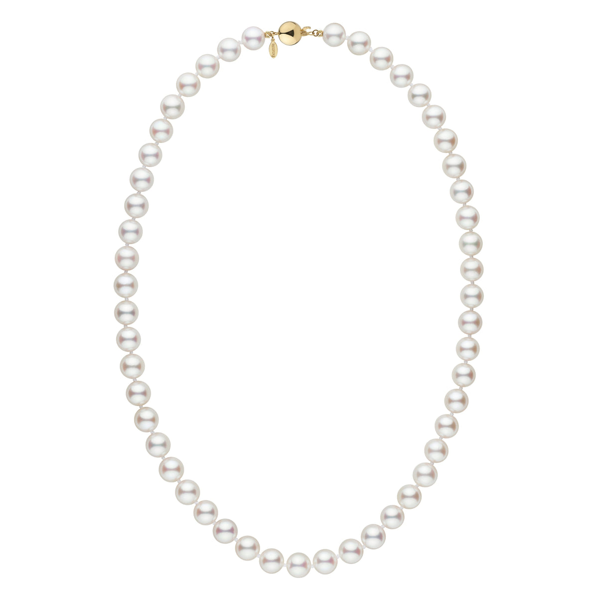 8.0-8.5 mm hanadama akoya pearl necklace yellow gold