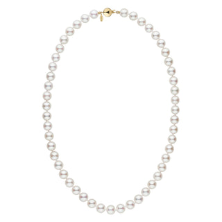 8.0-8.5 mm hanadama akoya pearl necklace yellow gold