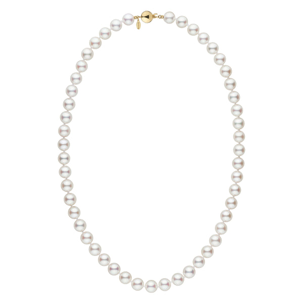 8.0-8.5 mm hanadama akoya pearl necklace yellow gold