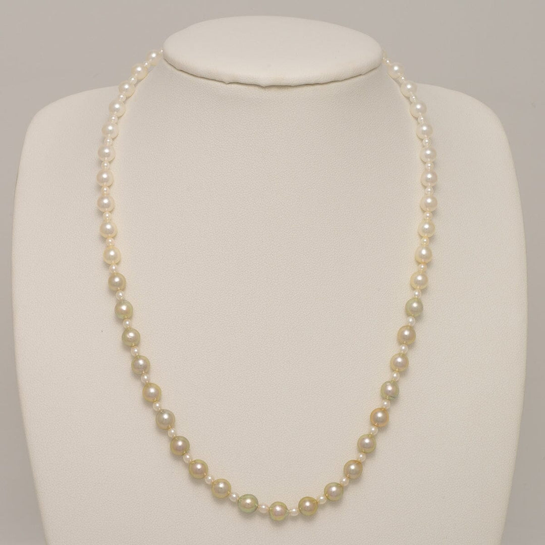 JF-12: 2.0-5.5 mm Pistachio Ombre Akoya Semi-Round Pearl Strand