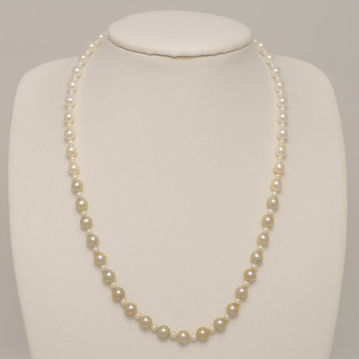 JF-12: 2.0-5.5 mm Pistachio Ombre Akoya Semi-Round Pearl Strand