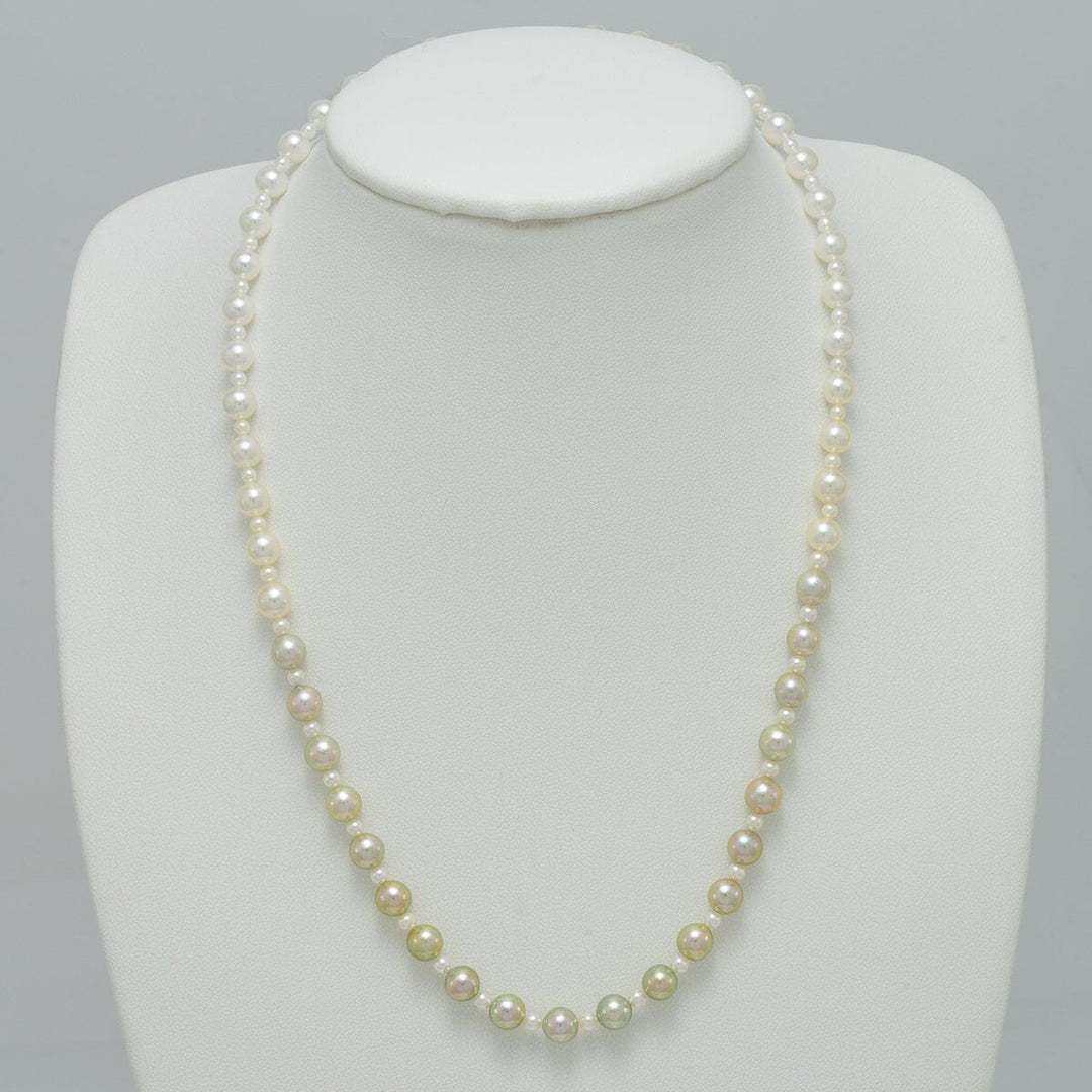 JF-12: 2.0-5.5 mm Pistachio Ombre Akoya Semi-Round Pearl Strand