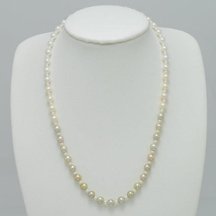 JF-12: 2.0-5.5 mm Pistachio Ombre Akoya Semi-Round Pearl Strand