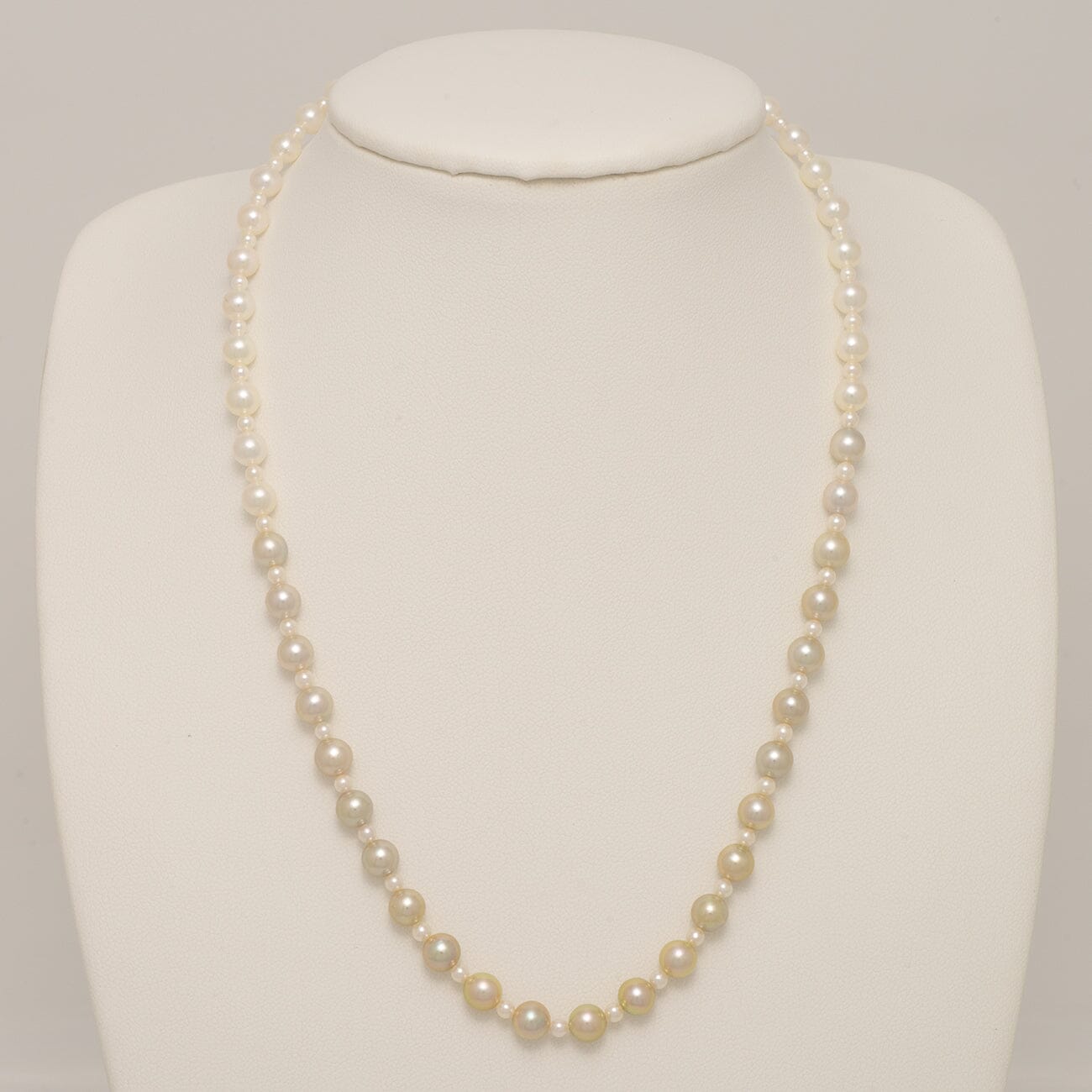 JF-12: 2.0-5.5 mm Pistachio Ombre Akoya Semi-Round Pearl Strand