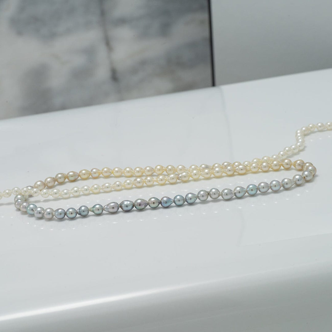 2.5-4.0 mm Intense Blue Ombre Akoya Drop Pearl Strand