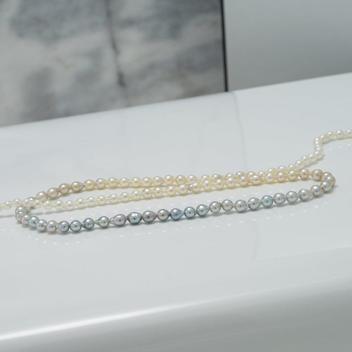 2.5-4.0 mm Intense Blue Ombre Akoya Drop Pearl Strand