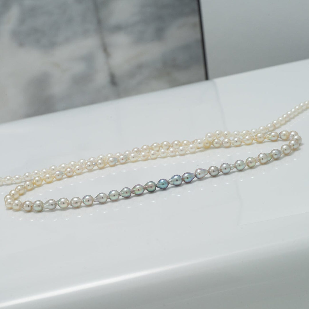 2.5-4.0 mm Intense Blue Ombre Akoya Drop Pearl Strand