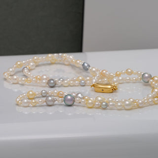 JF-15: 2.0-6.0 mm Natural Color Akoya Pearl Necklace