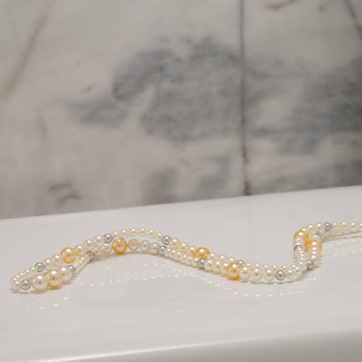 JF-16: 3.5-7.0 mm Natural Color Akoya Pearl Wave Strand, 18" Unstrung