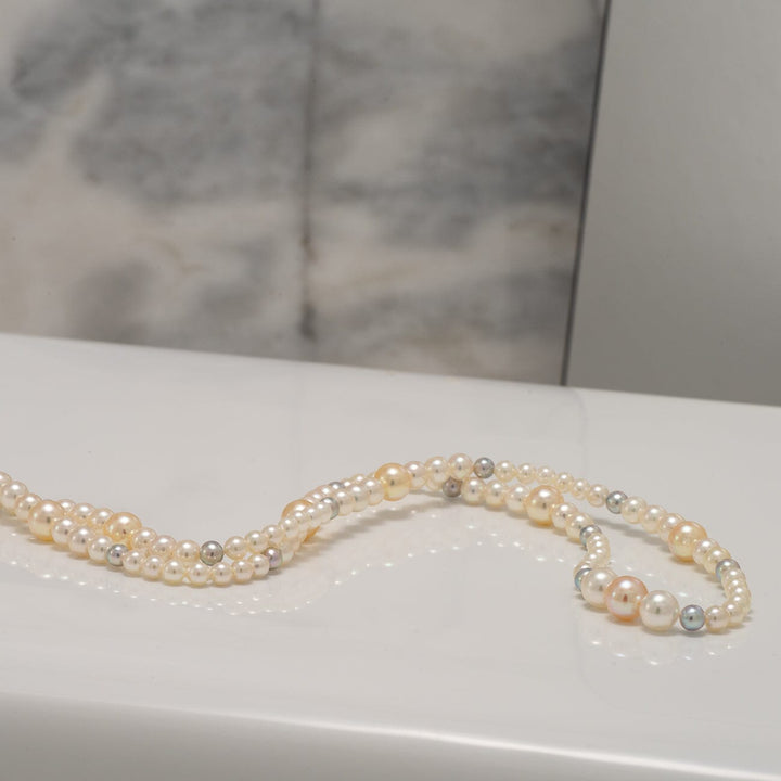 JF-16: 3.5-7.0 mm Natural Color Akoya Pearl Wave Strand, 18" Unstrung