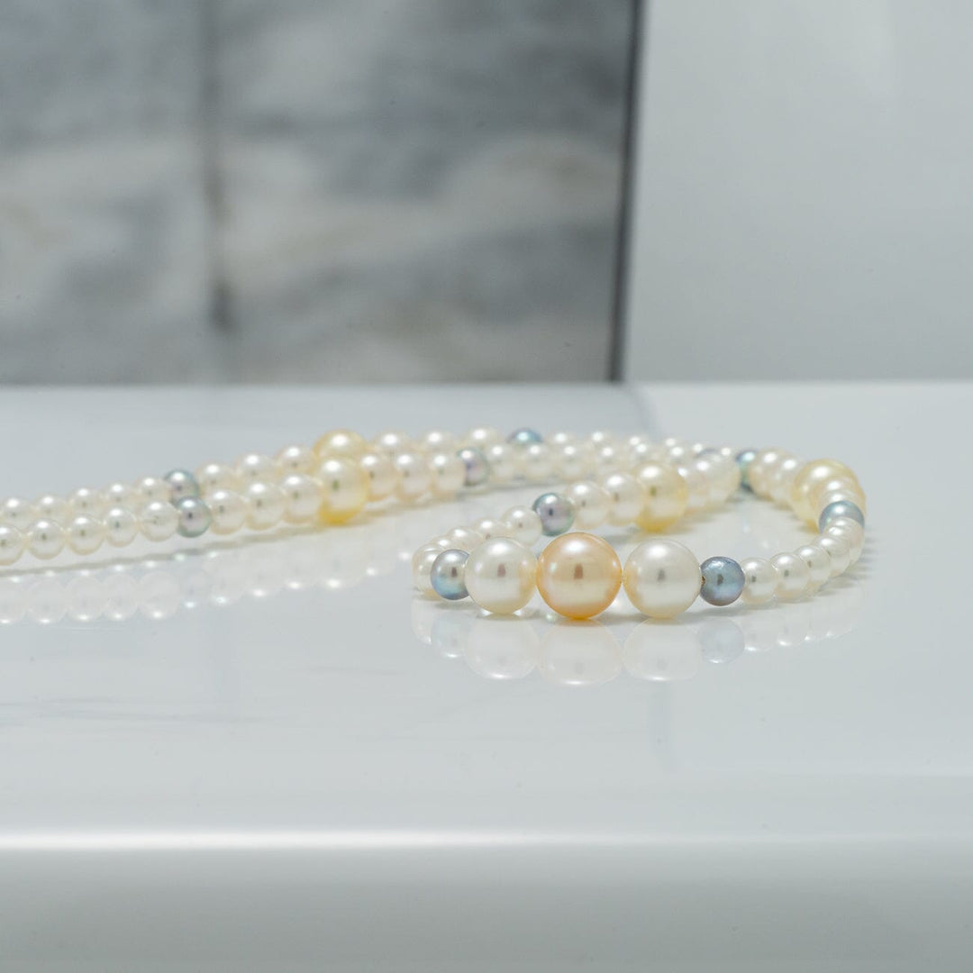 JF-16: 3.5-7.0 mm Natural Color Akoya Pearl Wave Strand, 18" Unstrung