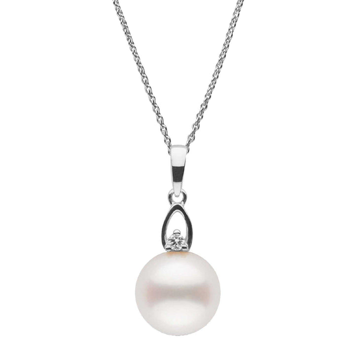 Juliet Collection 10.0-11.0 mm White Freshadama Pearl and Diamond Adjustable Chain Pendant
