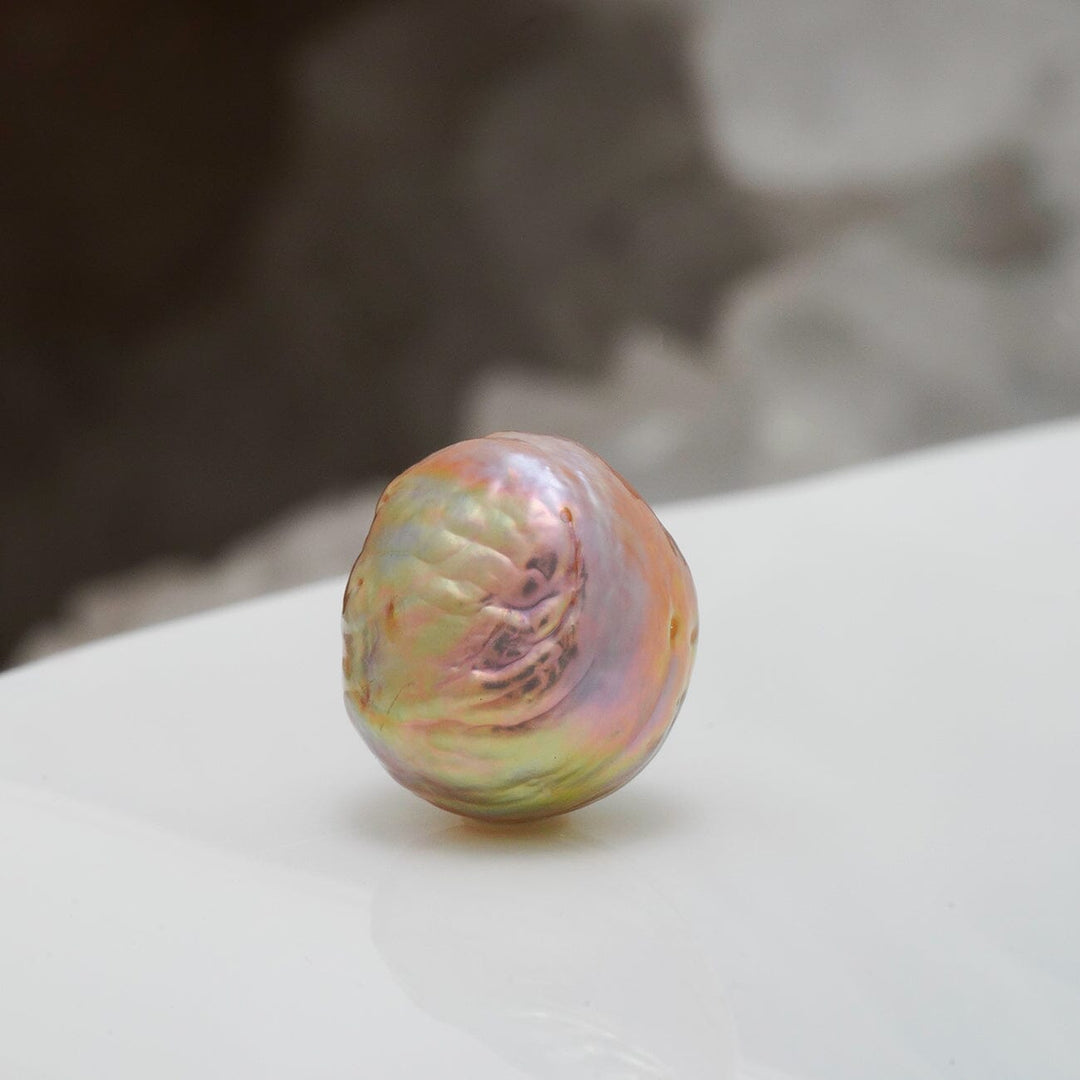 K-2B: 11.5 x 12.6 mm Soft Rose Metallic Rainbow Japan Kasumi Drop Pearl