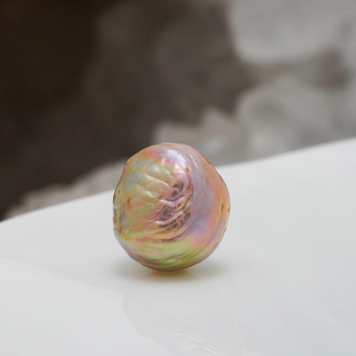 K-2B: 11.5 x 12.6 mm Soft Rose Metallic Rainbow Japan Kasumi Drop Pearl