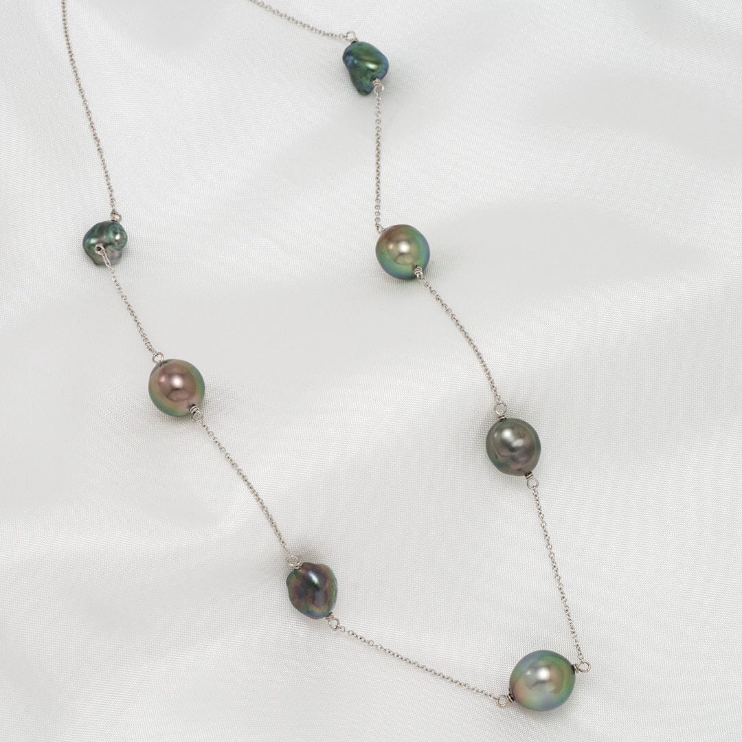 8-10.5 mm Tahitian Keshi and Drop Pearl Tin Cup, 14kw, 16-18 Adj
