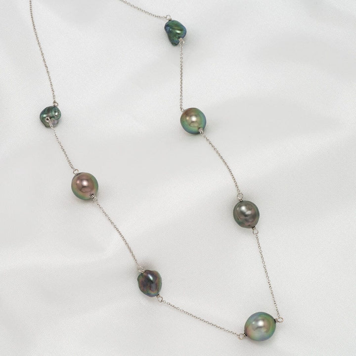 8-10.5 mm Tahitian Keshi and Drop Pearl Tin Cup, 14kw, 16-18 Adj
