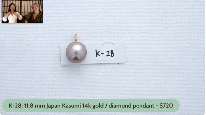 K-28: 11.8 mm Lavender Japan Kasumi 14k Gold and Diamond Pendant