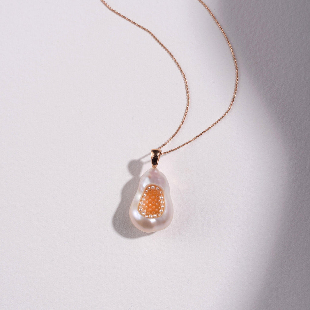 Freshwater Soufflé Pearl Finestrino Pendant with Seed Pearls - little h jewelry