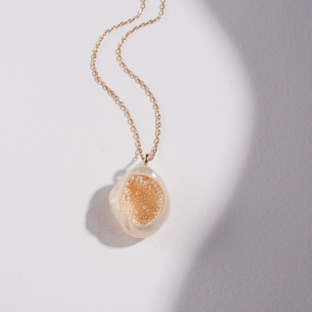 Freshwater Soufflé Pearl Finestrino Pendant with Seed Pearls - little h jewelry