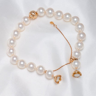 9.0-9.5 mm AAA Round Adjustable Akoya Pearl and Diamond Bracelet, view 2