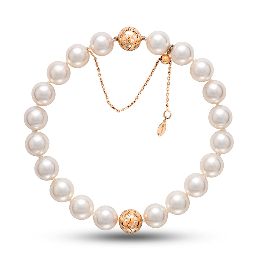 9.0-9.5 mm AAA Round Adjustable Akoya Pearl and Diamond Bracelet