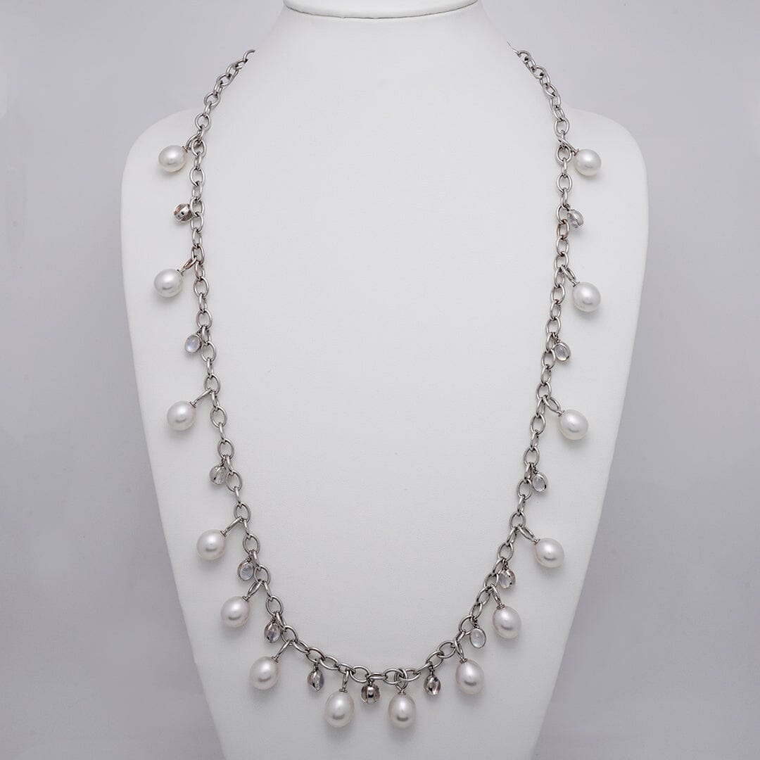 Assael Collection: 12.0–12.8 mm White South Sea Pearl and Moonstone Necklace bust