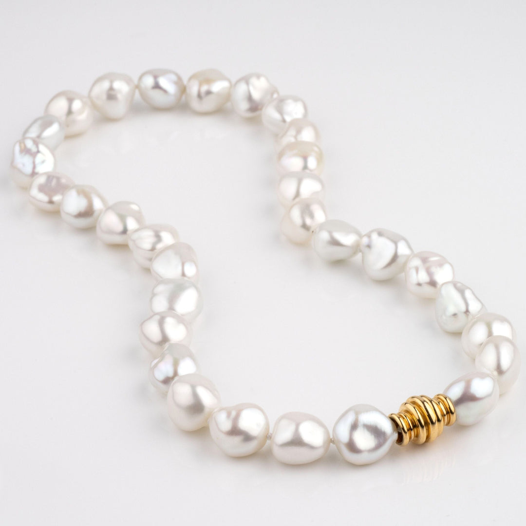 10.4–12.5 mm White South Sea Keshi Pearl Necklace