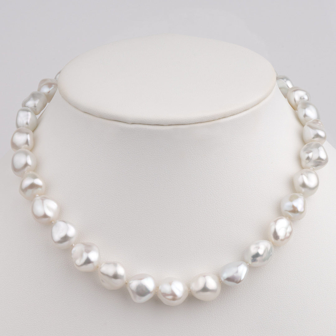 10.4–12.5 mm White South Sea Keshi Pearl Necklace