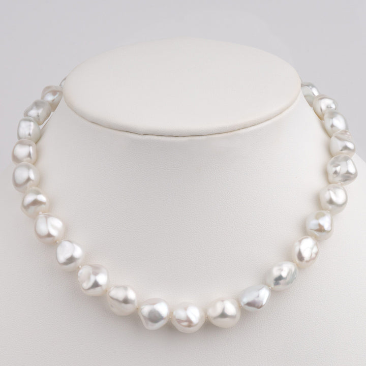 10.4–12.5 mm White South Sea Keshi Pearl Necklace