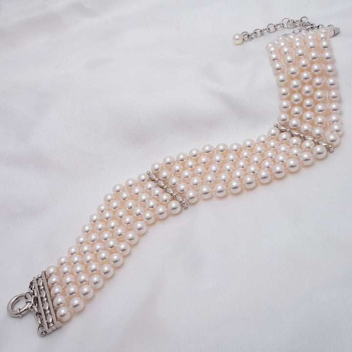 Assael Collection: 8.0–8.75 mm White Akoya Five-row Collar laid out