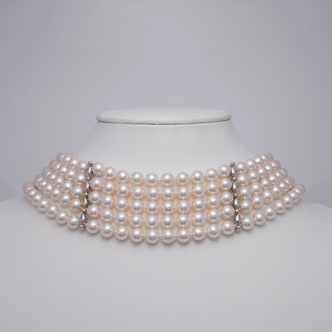 Assael Collection: 8.0–8.75 mm White Akoya Five-row Collar
