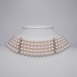 Assael Collection: 8.0–8.75 mm White Akoya Five-row Collar