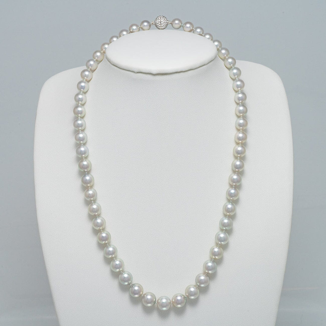 Assael Collection: 7.0-9.0 mm Japanese Blue Akoya Pearl Necklace with Diamond Ball Clasp, 18K White Gold