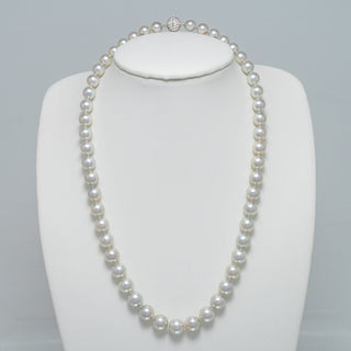 Assael Collection: 7.0-9.0 mm Japanese Blue Akoya Pearl Necklace with Diamond Ball Clasp, 18K White Gold