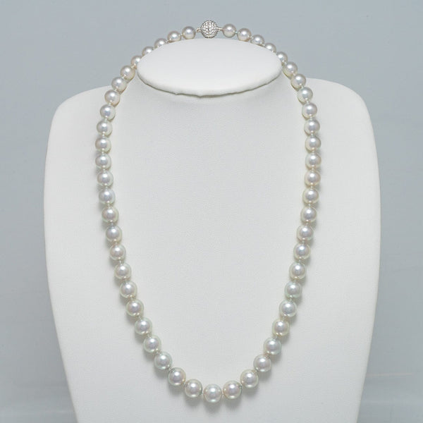 Assael Collection: 7.0-9.0 mm Japanese Blue Akoya Pearl Necklace with Diamond Ball Clasp, 18K White Gold