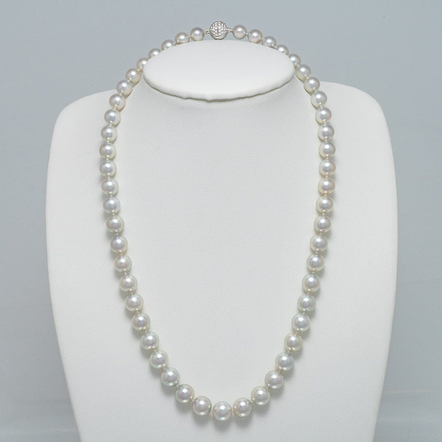 Assael Collection: 7.0-9.0 mm Japanese Blue Akoya Pearl Necklace with Diamond Ball Clasp, 18K White Gold